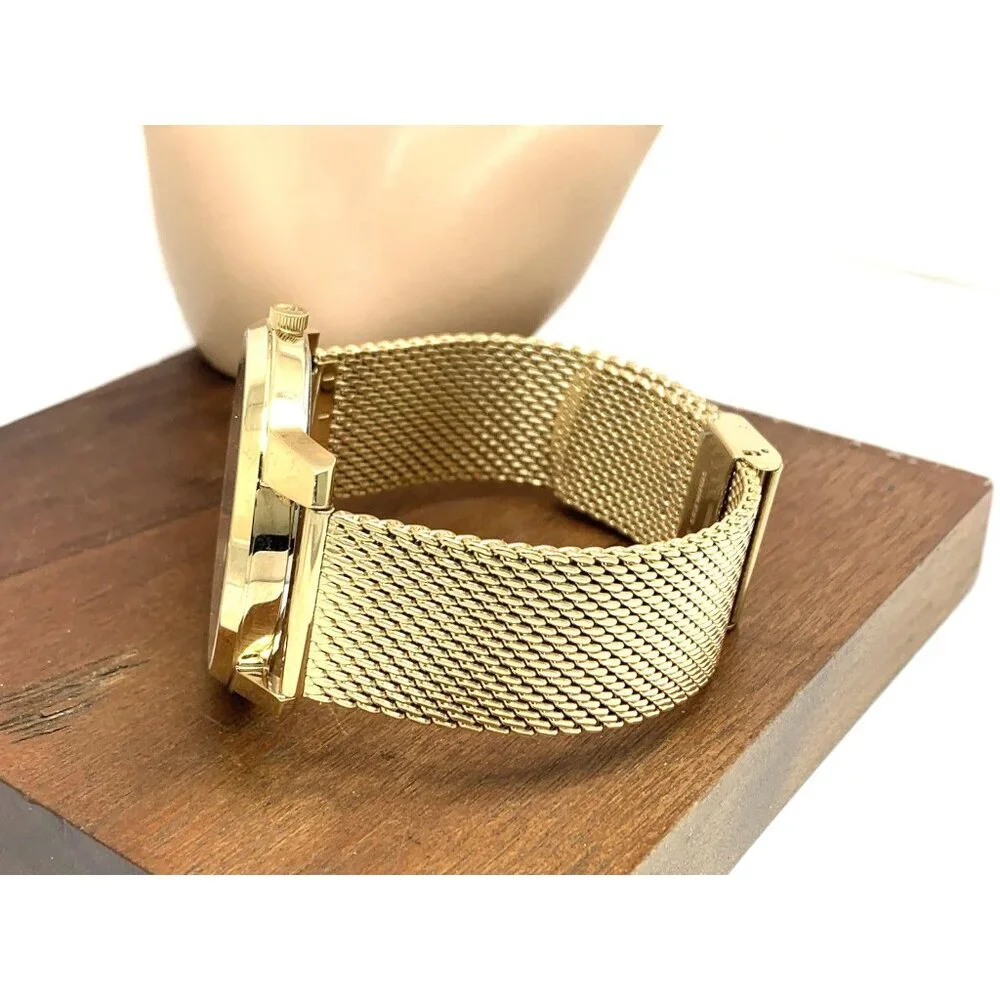 Movado Men's Watch 3600903 Diamond Gold Dial Swiss Quartz Mesh Steel Band 42mm
